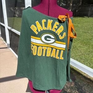 Green Bay Packers Off Shoulder One Shoulder Long Sleeve with Tie Shirt Top XL